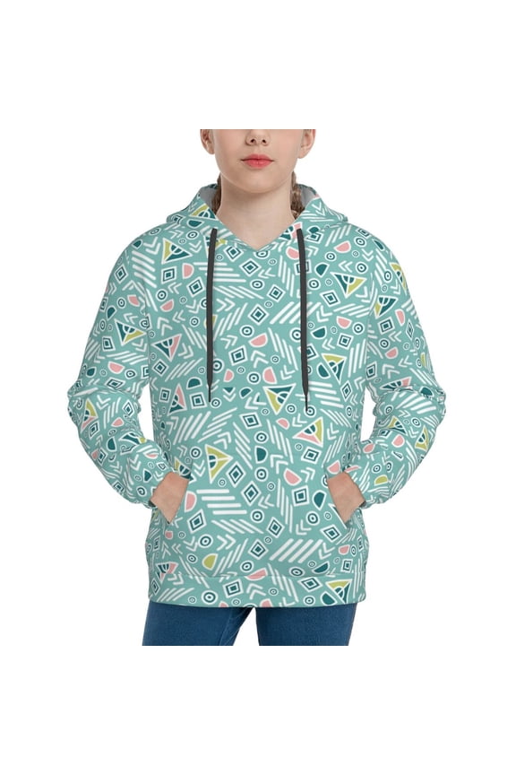 Geometric Elements Hoodie Youth Classic Hooded Pullover Sweatshirts Essentials Hoodie for Children (s-xl)-Small