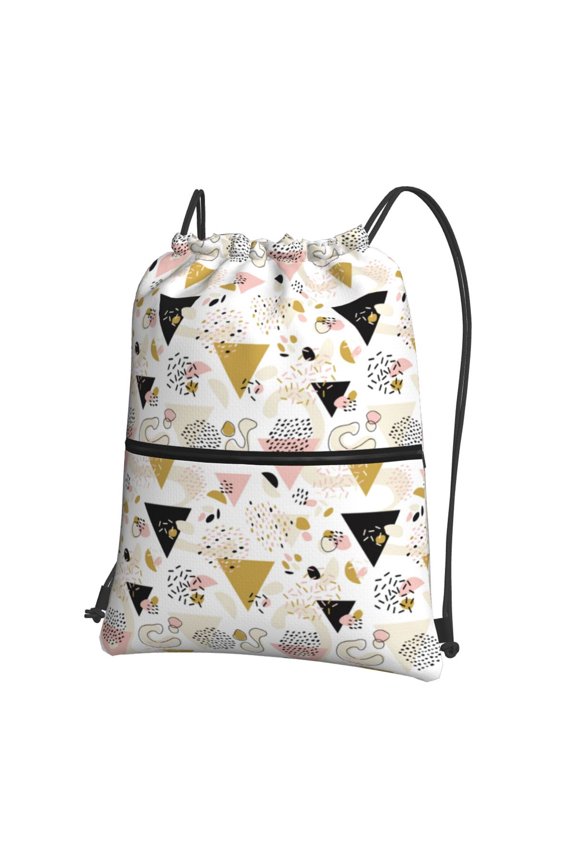Geometric Triangle Drawstring Backpack Water Resistant String Bag Sports Sackpack Gym Sack for Men Women