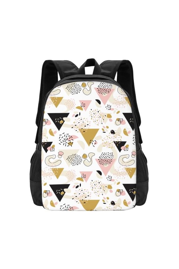 Geometric Triangle Print Backpack for Women Men School Bookbag with Laptop Compartment for College Work Travel, Simple Fashion Casual Daypack, Fit 15" Laptop