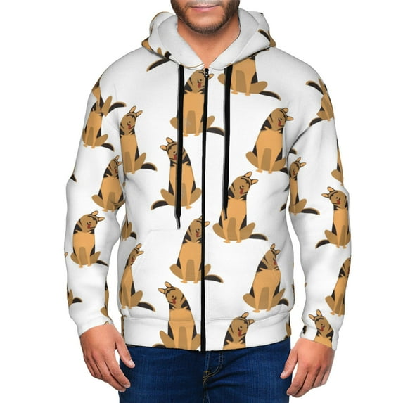 Vsdgher German Shepherd Dog Mens Hoodies Zip Hoodie, Hoodies for Men, Zip-up Hooded Sweatshirt-Medium