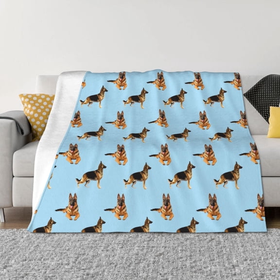 Vsdgher German Shepherd Dog Pattern Fleece Throw Blanket, Horizontal Fleece Bedding Home Decor for Couch & Bed All Season Use -40"x30"