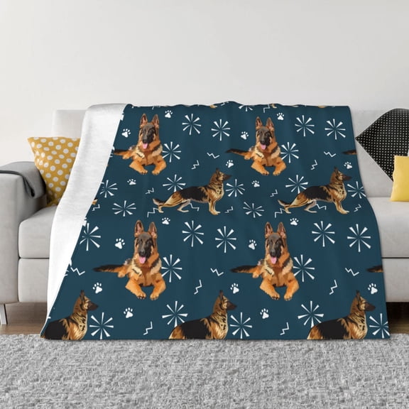 Vsdgher German Shepherd Dog Pattern Fleece Throw Blanket, Horizontal Fleece Bedding Home Decor for Couch & Bed All Season Use -40"x30"