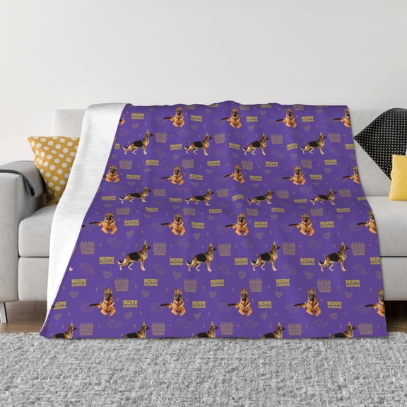 Vsdgher German Shepherd Dog Pattern Fleece Throw Blanket, Horizontal Fleece Bedding Home Decor for Couch & Bed All Season Use -50"x40"