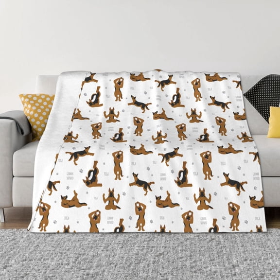 Vsdgher German Shepherd Dog Pattern Fleece Throw Blanket, Horizontal Fleece Bedding Home Decor for Couch & Bed All Season Use -80"x60"