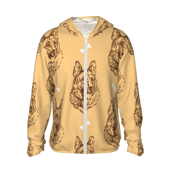 Vsdgher German Shepherd Dog Print Adult Hoodie Shirts Rash Guard for Men Women,Long Sleeve Sun Protection Fishing Shirts for Athletic Running Swim-Large