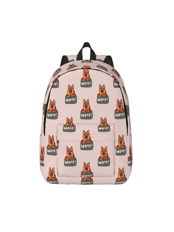 German Shepherd Dog Print Canvas Backpack Travel Rucksack Unisex Knapsack 15.7/17.7Inch Laptop Backpack for Work,College -Medium