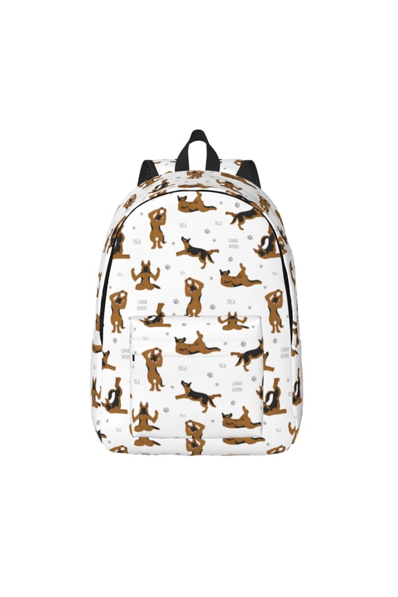 German Shepherd Dog Print Canvas Backpack Travel Rucksack Unisex Knapsack 15.7/17.7Inch Laptop Backpack for Work,College -Medium