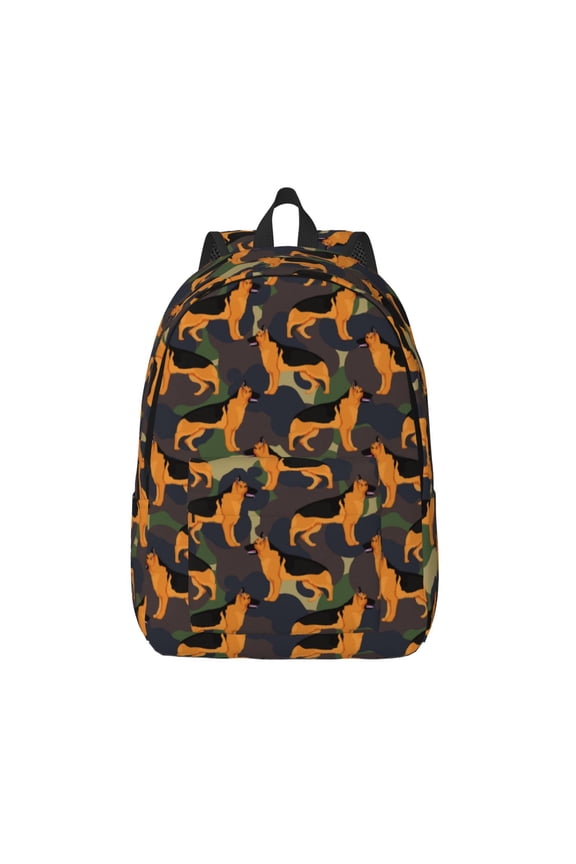German Shepherd Dog Print Canvas Backpack Travel Rucksack Unisex Knapsack 15.7/17.7Inch Laptop Backpack for Work,College -Medium