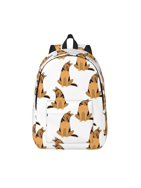 German Shepherd Dog Print Canvas Backpack Travel Rucksack Unisex Knapsack 15.7/17.7Inch Laptop Backpack for Work,College -Medium