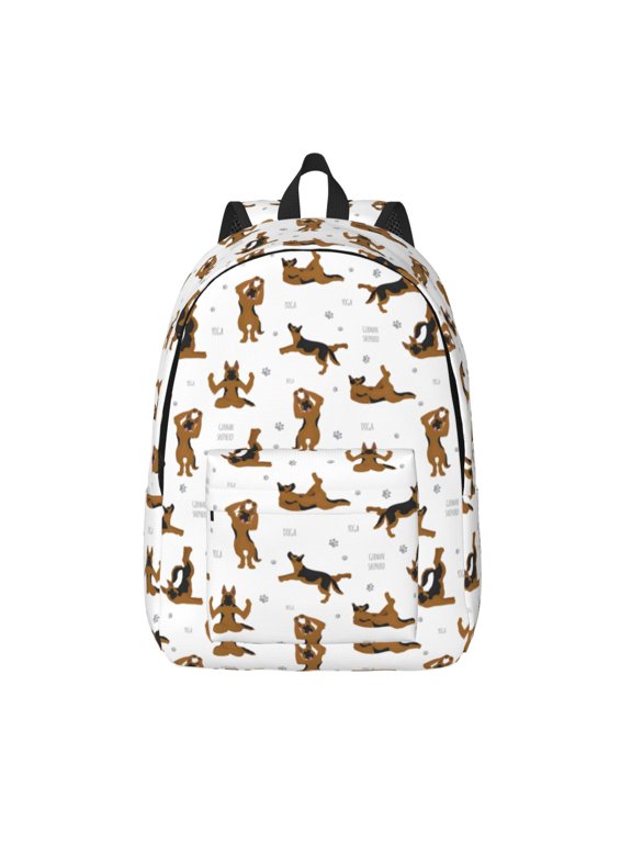 German Shepherd Dog Print Canvas Backpack Travel Rucksack Unisex Knapsack 15.7/17.7Inch Laptop Backpack for Work,College -Small