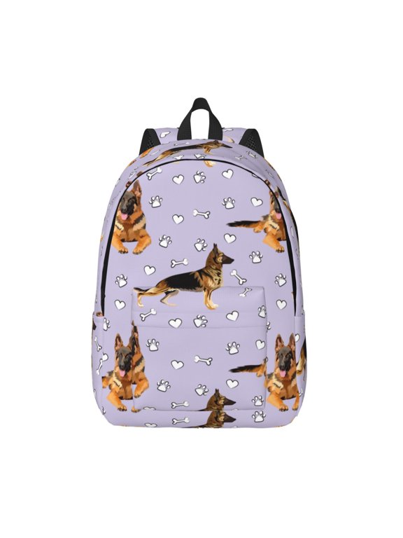 German Shepherd Dog Print Canvas Backpack Travel Rucksack Unisex Knapsack 15.7/17.7Inch Laptop Backpack for Work,College -Small