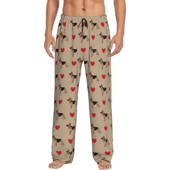 Vsdgher German Shepherd Dog Print Mens Pajama Pants Sleep & Lounge Pants, PJ Bottoms With elastic waistb and Pockets