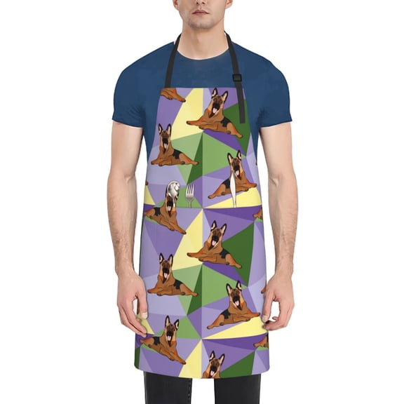 Vsdgher German Shepherd Dog Waterproof Apron with 2 Pockets Kitchen Chef Aprons Bibs for Grooming Cooking Baking Painting Gardening