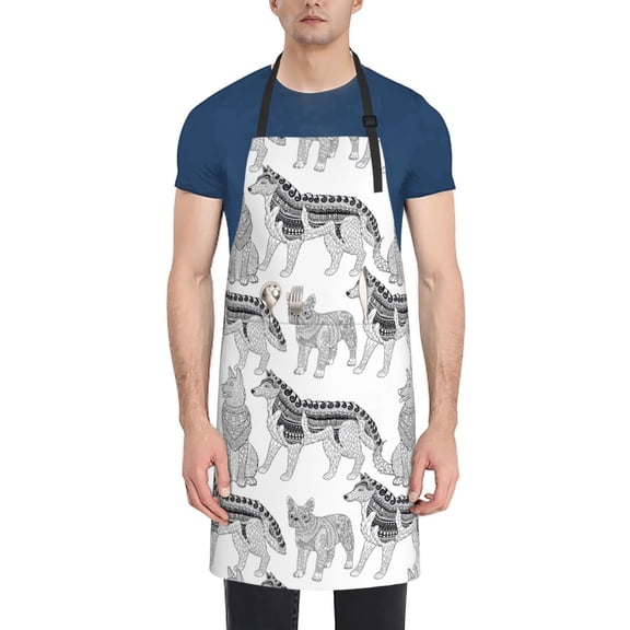 Vsdgher German Shepherd Dog Waterproof Apron with 2 Pockets Kitchen Chef Aprons Bibs for Grooming Cooking Baking Painting Gardening