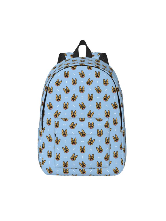 German Shepherd Puppy Print Canvas Backpack Travel Rucksack Unisex Knapsack 15.7/17.7Inch Laptop Backpack for Work,College -Small