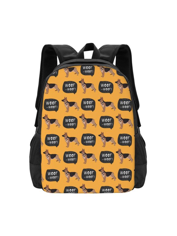 German Shepherd Woof Print Backpack for Women Men School Bookbag with Laptop Compartment for College Work Travel, Simple Fashion Casual Daypack, Fit 15" Laptop