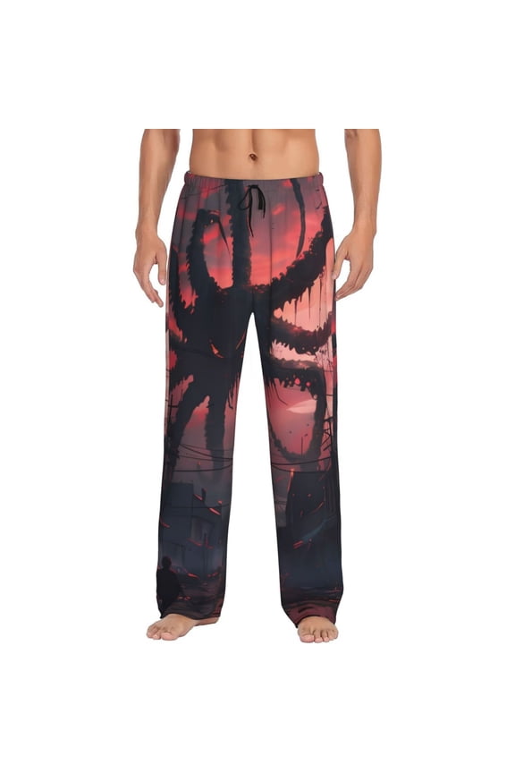 Giant Monster Over City Mens Pajama Pants Sleep & Lounge Pants, PJ Pants-Small