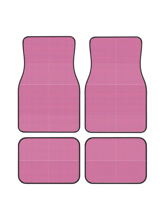Gingham Car Foot Mat Set of 4 Pieces Universal Floor Liner Car Accessories Fits Most Cars, Trucks, Vans, sedans, SUV