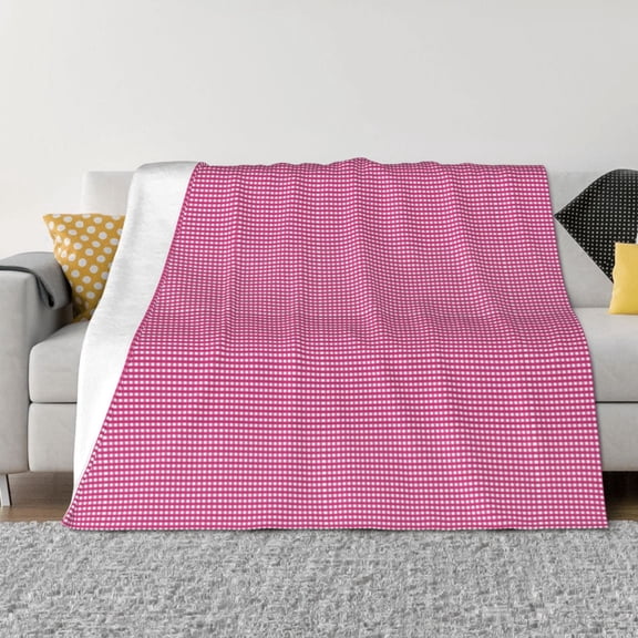 Vsdgher Gingham Pattern Fleece Throw Blanket, Horizontal Fleece Bedding Home Decor for Couch & Bed All Season Use -80"x60"