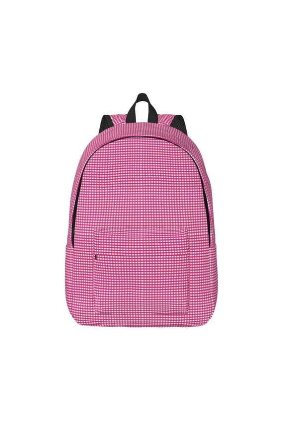 Gingham Print Canvas Backpack Travel Rucksack Unisex Knapsack 15.7/17.7Inch Laptop Backpack for Work,College -Medium