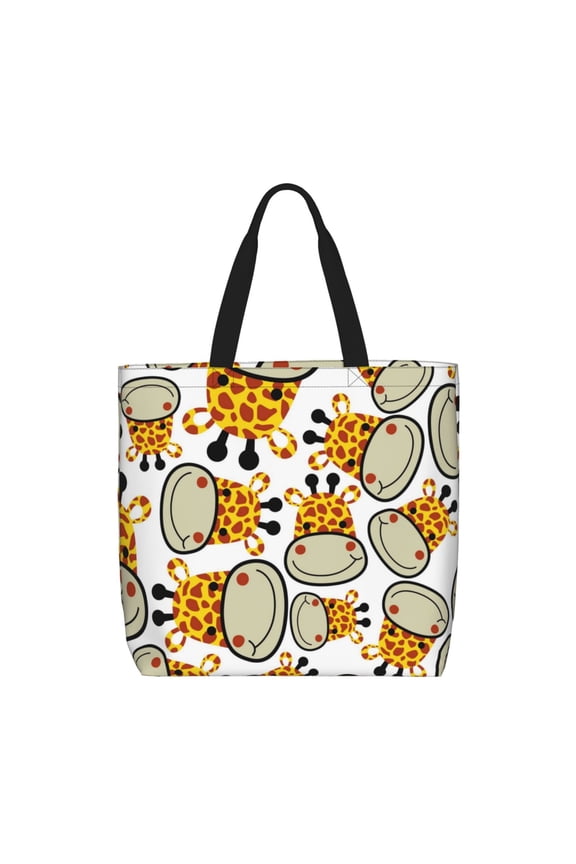 Giraffes Head print Tote Bag for Women Shoulder Bag with Zipper Large Shoulder Bag Handle Handbag Portable Washable for Travel, Work