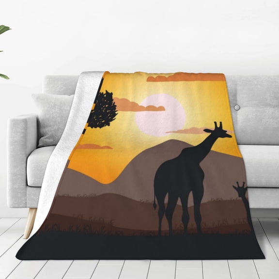 Vsdgher Giraffes Of The African Savannah Ultra-Soft Micro flannel Blanket Throw Blankets for Couch Sofa, Bed (4 sizes)-80"x60"