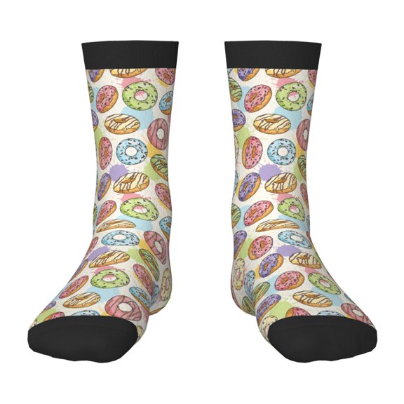 Vsdgher Glazed Donuts Pattern Kids Socks Boys Girl Crew Athletic Half Sport Running Breathable Socks Lightweight Stretch Crew Socks