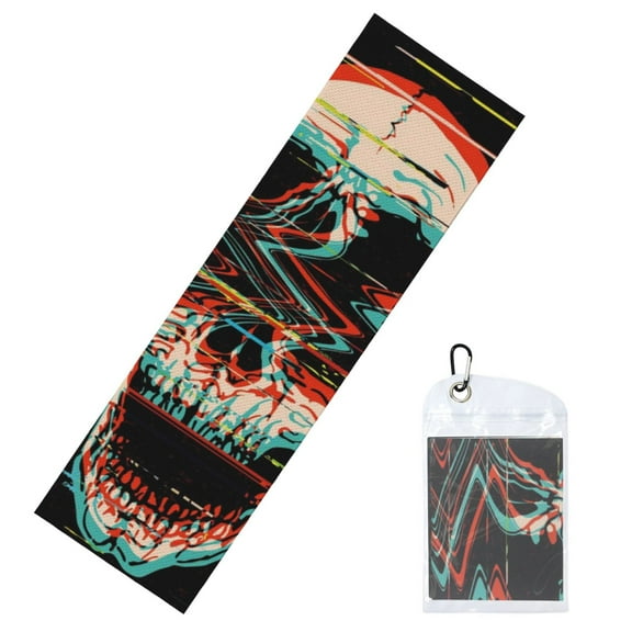 Vsdgher Glitch Screaming Skull Cooling Towel (40"x12"), Soft Breathable Chilly Towel, Ice Towel, Microfiber Towel for Sport, Workout & More Activities