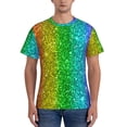 thumbnail image 1 of Vsdgher Glitter Rainbow Print Men's Dry Fit Mesh Athletic Shirts Moisture Wicking Tennis T-Shirt Tops, 1 of 1