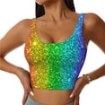 thumbnail image 1 of Vsdgher Glitter Rainbow Print Women Sleeveless Athletic Tank Top Built-in Bra Camisole Sports Vest for Yoga Running Fitness Exercise with Removable Pads, 1 of 8