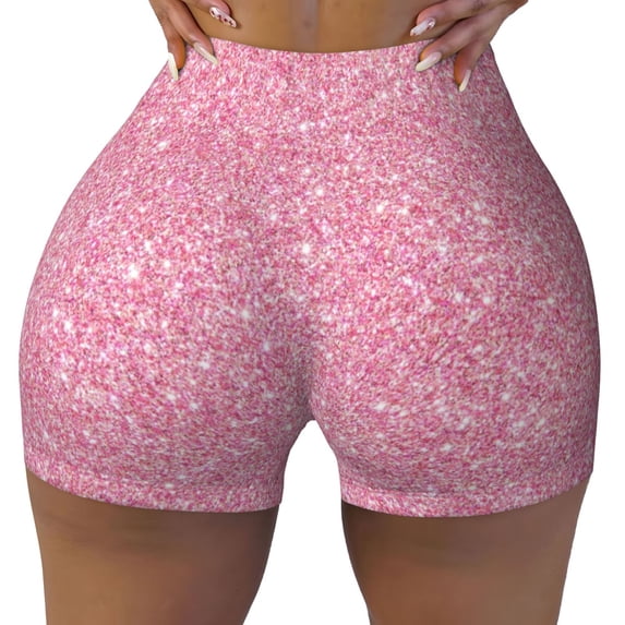 Vsdgher Glitter print Workout Shorts for Women Seamless Soft Smooth Gym Yoga Scrunch Active Exercise Fitness Shorts