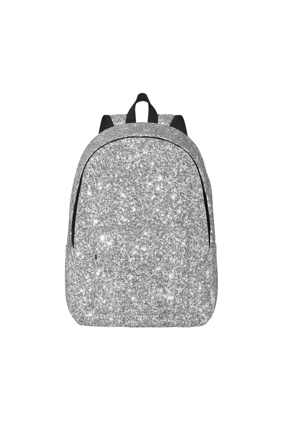 GlitterSilver Print Canvas Backpack Travel Rucksack Unisex Knapsack 15.7/17.7Inch Laptop Backpack for Work,College -Small