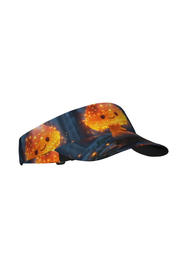 Glowing Mushroom In Forest Print Adult Sunscreen Visor Cap,1 Piece of Sport Sun Visor Hats Adjustable Sun Hat for Outdoor Activities Fits for Women and Men (One Size)