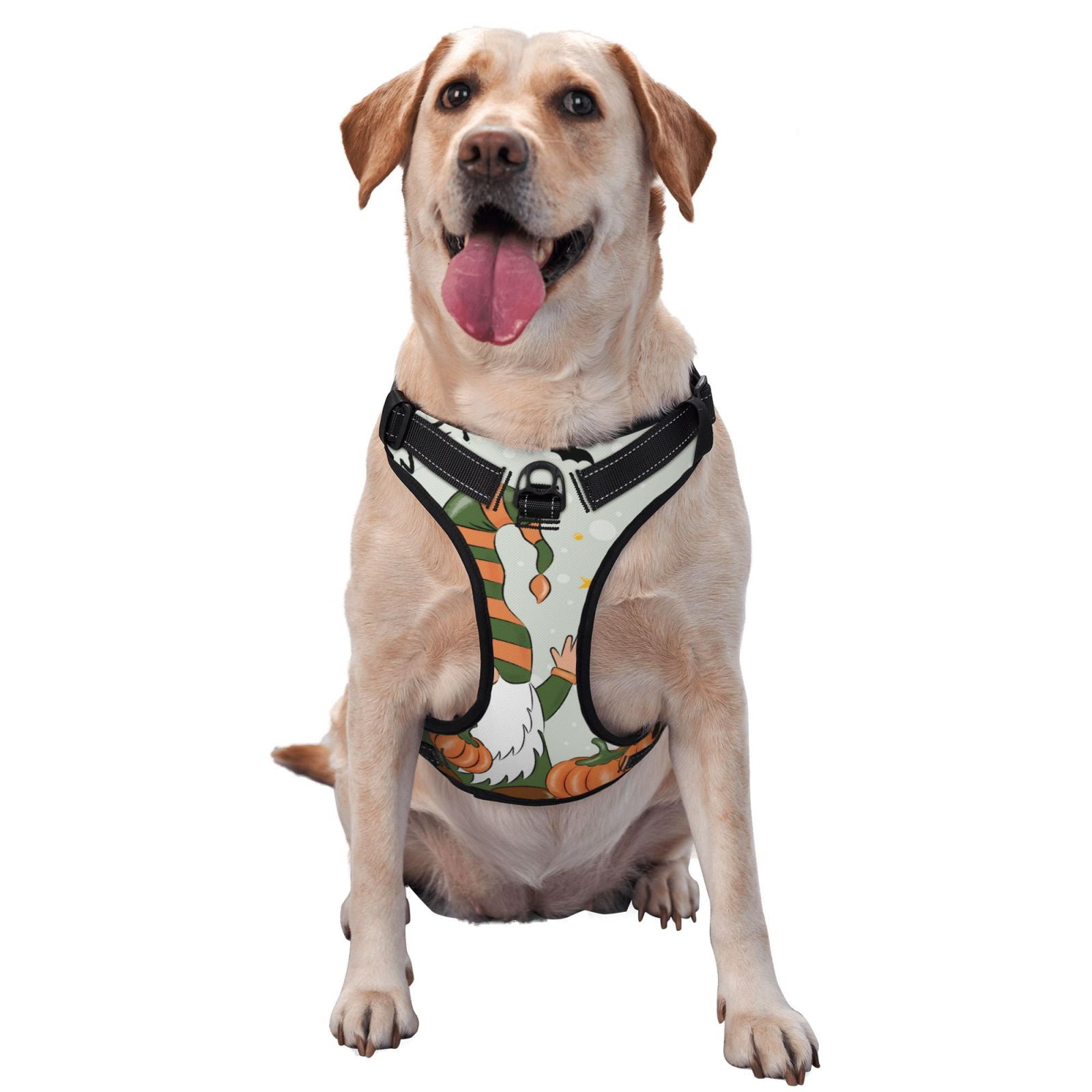 Vsdgher Gnome Holding A Pumpkin Dog Harness, No-Pull Pet Harness, Dog Vest, Pet Vest for Small to Large Dogs-