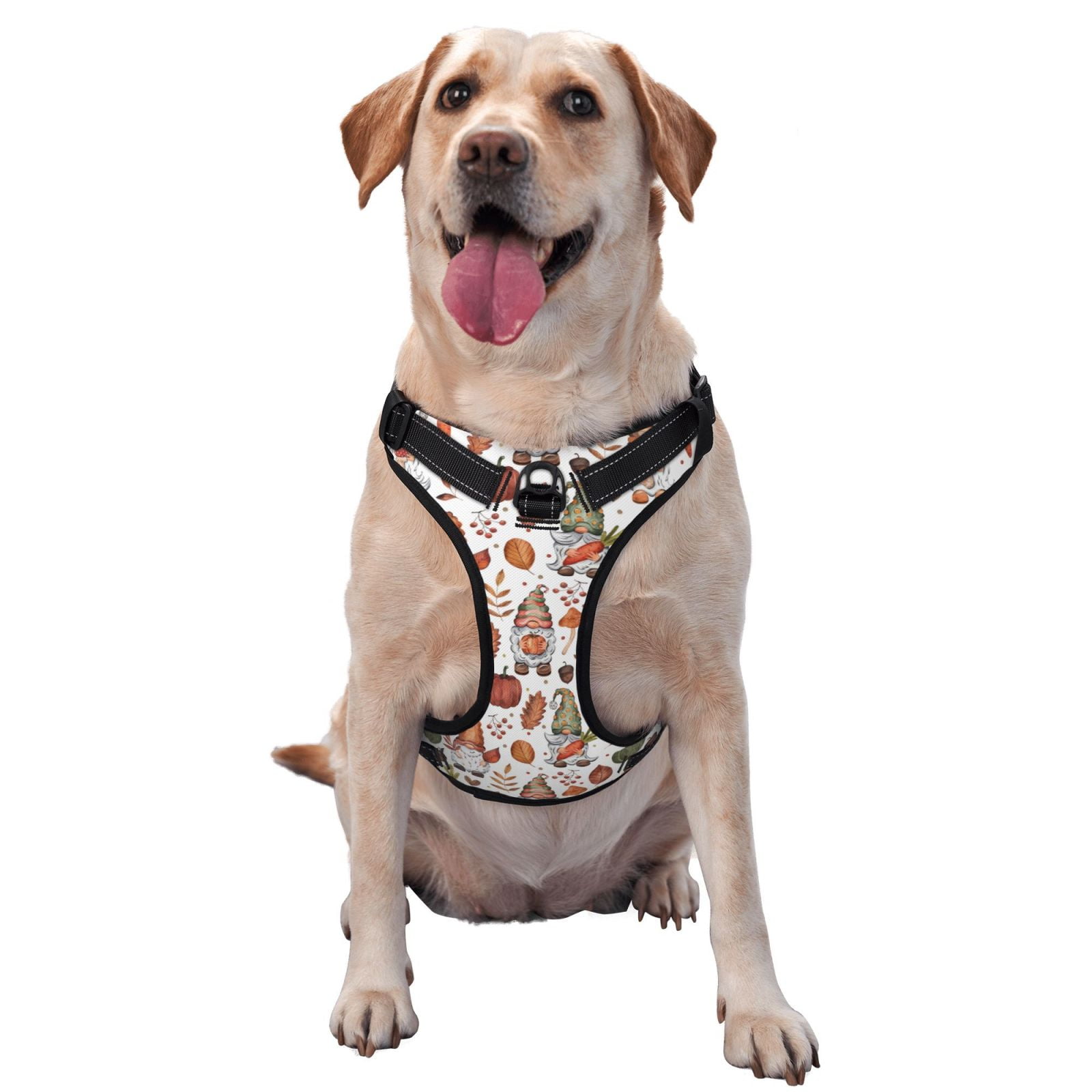 Vsdgher Gnomes And Autumn Leaves Dog Harness, No-Pull Pet Harness, Dog Vest, Pet Vest for Small to Large Dogs-