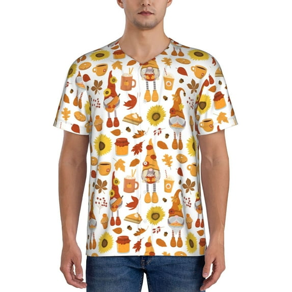 Vsdgher Gnomes Autumn Harvest Mens T-Shirts Baseball Vintage Fashionable Lightweight Casual Crew Neck Slim Fit with Long Sleeves-Medium