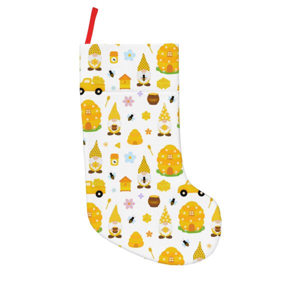 Vsdgher Gnomes Bees Christmas Stockings 18 inch Large Kids Stocking Bags Hanging Socks for Christmas Decor Decorations