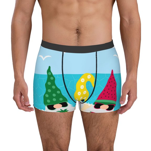 Vsdgher Gnomes On The Beach Pattern Men's Boxer Brief Underwear,Soft Funny Underwear for Men-Large