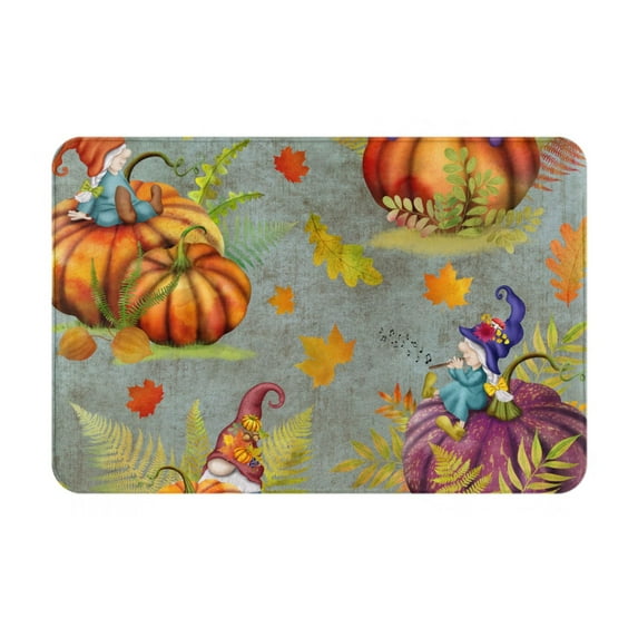 Vsdgher Gnomes With Pumpkins Flannel Anti-Slip Floor Mat Comfort Mat Outdoor Rug, Indoor Outdoor Rugs for Home, Office, Laundry 16''x24''in