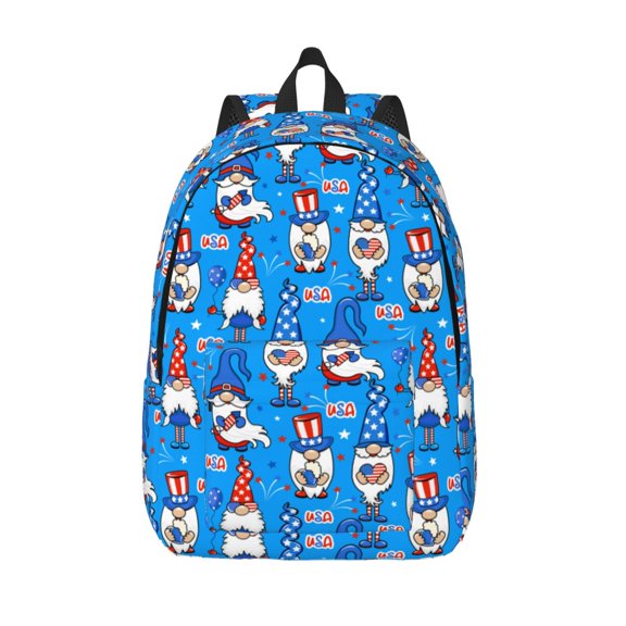 Vsdgher Gnomes in USA Print Canvas Backpack Travel Rucksack Unisex Knapsack 15.7/17.7Inch Laptop Backpack for Work,College -Medium