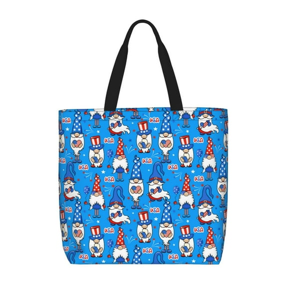 Vsdgher Gnomes in USA print Tote Bag for Women Shoulder Bag with Zipper Large Shoulder Bag Handle Handbag Portable Washable for Travel, Work