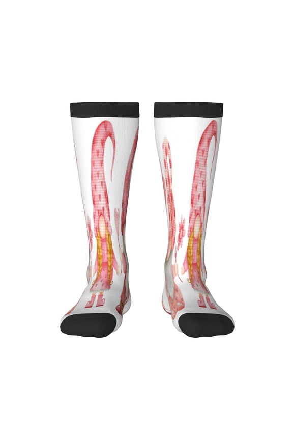 Gnomes valentine's day Knee Socks, High Socks Long Stretchy Sock Women Knee High Stocking, Long Socks for Women