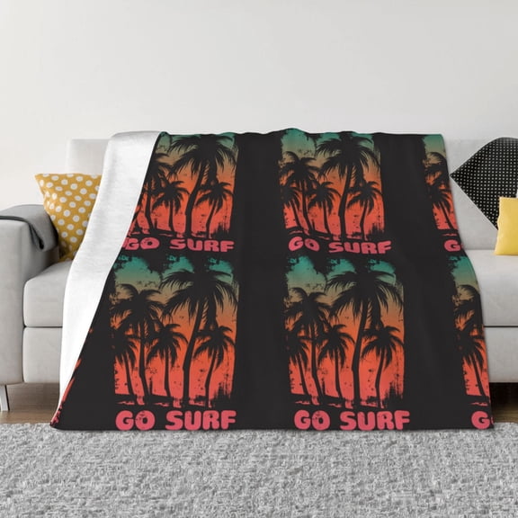 Vsdgher Go Surfer Pattern Fleece Throw Blanket, Horizontal Fleece Bedding Home Decor for Couch & Bed All Season Use -50"x40"