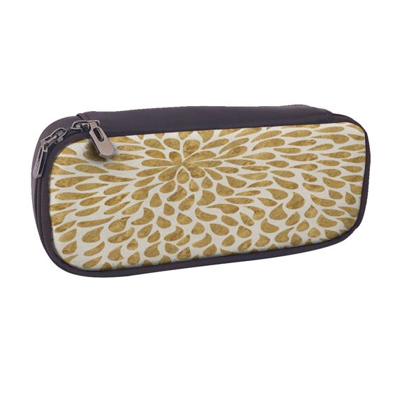 Vsdgher Gold Drops Print Pen Case Leather Pencil Pouch Markers Holder Big Capacity Bag with Zippered Pocket for Stationery Tool