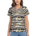 thumbnail image 1 of Vsdgher Gold Flamingo Women Shirts V Neck Short Sleeve Tops T-Shirt Basic Tees, S to 3XLXX-Large, 1 of 5