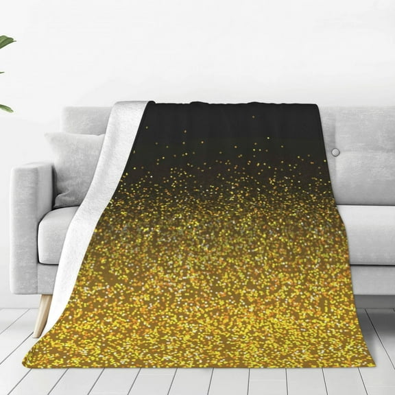 Vsdgher Gold Glitter Gradient Ultra-Soft Micro flannel Blanket Throw Blankets for Couch Sofa, Bed (4 sizes)-60"x50"