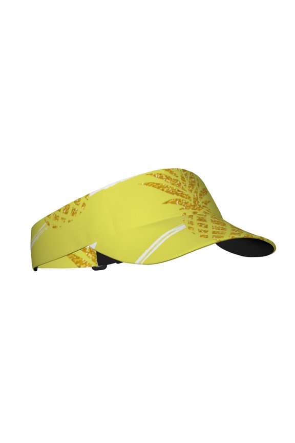 Gold Pineapple Print Adult Sunscreen Visor Cap,1 Piece of Sport Sun Visor Hats Adjustable Sun Hat for Outdoor Activities Fits for Women and Men (One Size)