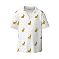 thumbnail image 1 of Vsdgher Gold Rabbit Print Men's Wrinkle Free Untucked Cuban Shirt Business Casual Button Down Shirts Short Sleeve Shirt, 1 of 7