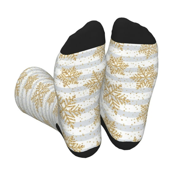 Vsdgher Gold Snowflake Unisex Crew Socks Lightweight Breathable Ventilation Ankle Socks, Mid-calf socks for Daily