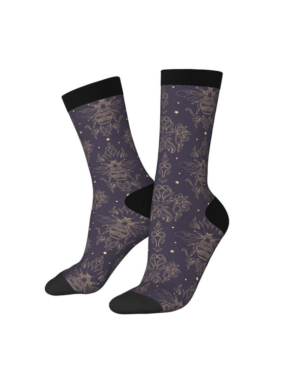 Golden Bumblebee Crew Socks for Men & Women, Breathable Casual Athletic Ankle Socks